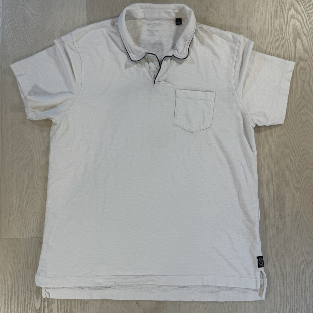 Todd Snyder Mens White Homespun Slub Cotton Polo Shirt Large Tipped Collar USA
